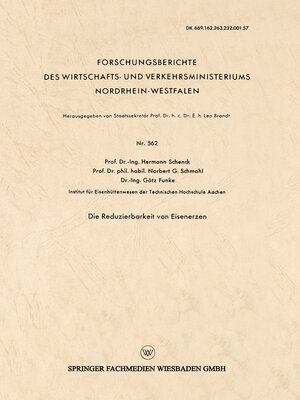 cover image of Die Reduzierbarkeit von Eisenerzen